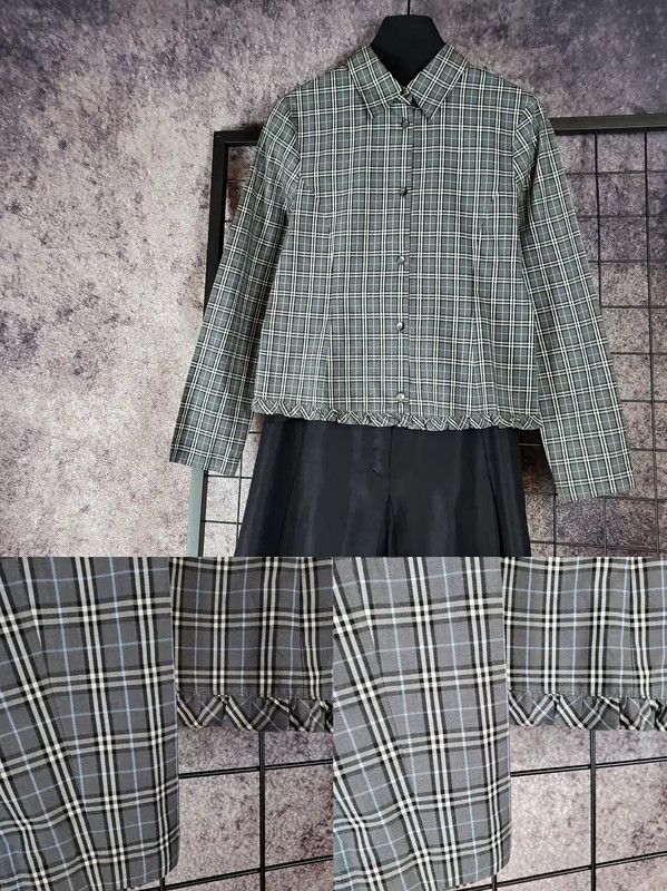 Burberry Burberry Gray Checkered Long Sleeve Top Size M / US 6-8 / IT 42-44 - 2 Thumbnail