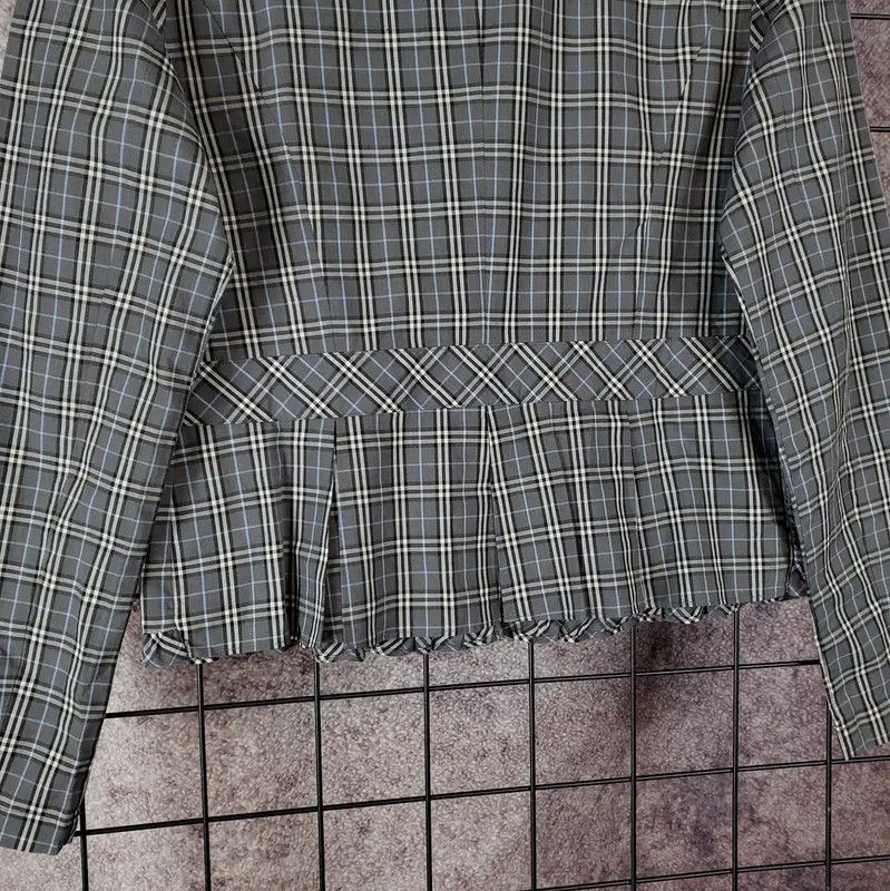 Burberry Burberry Gray Checkered Long Sleeve Top Size M / US 6-8 / IT 42-44 - 8 Thumbnail