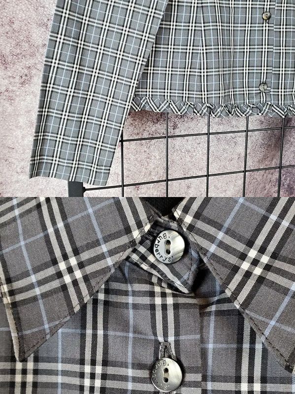 Burberry Burberry Gray Checkered Long Sleeve Top Size M / US 6-8 / IT 42-44 - 5 Thumbnail
