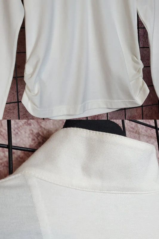 Burberry Burberry White Cotton Blend Embroidered Half-Zip Top Size L / US 10 / IT 46 - 5 Thumbnail