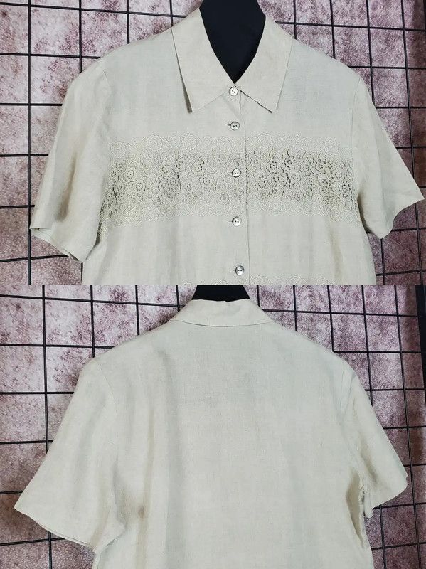 Burberry Burberry Summer Light Beige Floral Short Sleeve Shirt Size M / US 6-8 / IT 42-44 - 3 Thumbnail