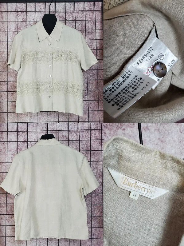 Burberry Burberry Summer Light Beige Floral Short Sleeve Shirt Size M / US 6-8 / IT 42-44 - 2 Thumbnail