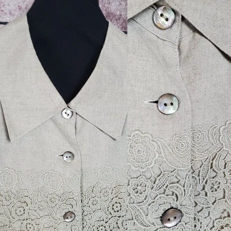 Burberry Burberry Summer Light Beige Floral Short Sleeve Shirt Size M / US 6-8 / IT 42-44 - 4 Thumbnail