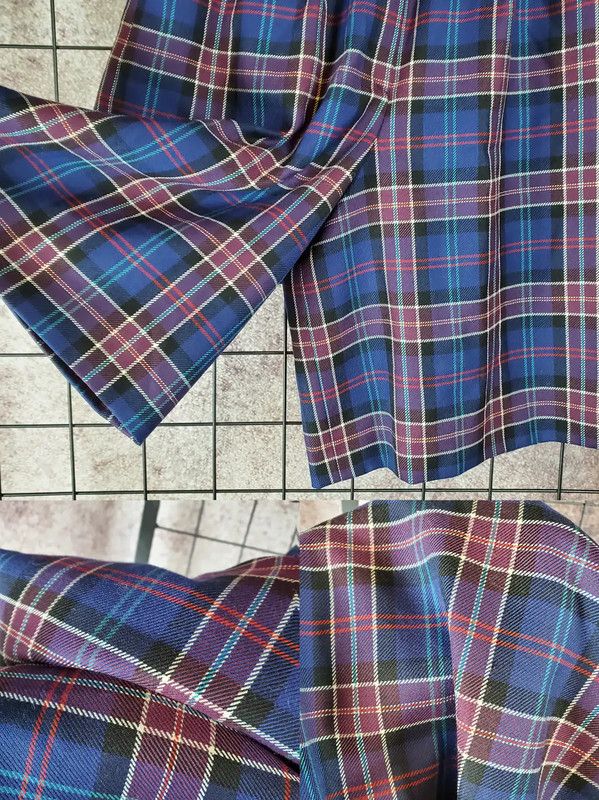 Burberry Burberry Women's Wool Plaid Pants in Deep Blue Size 23" - 6 Thumbnail
