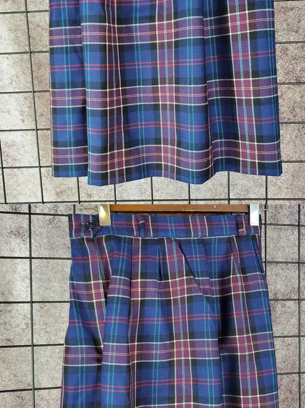 Burberry Burberry Women's Wool Plaid Pants in Deep Blue Size 23" - 5 Thumbnail