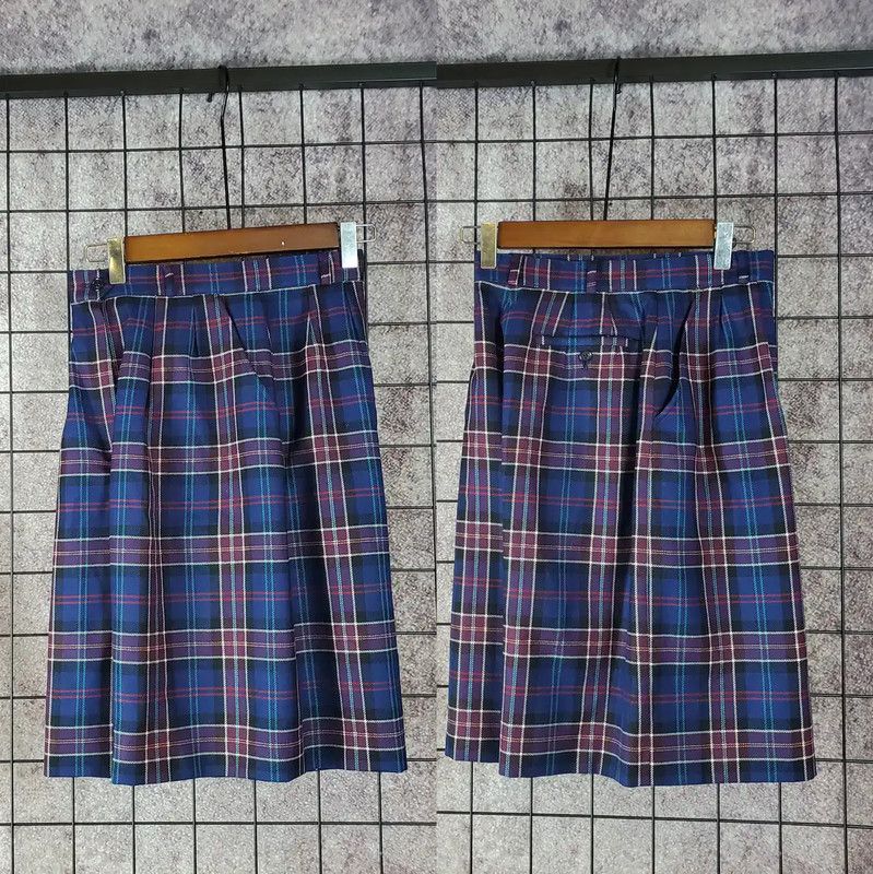 Burberry Burberry Women's Wool Plaid Pants in Deep Blue Size 23" - 4 Thumbnail