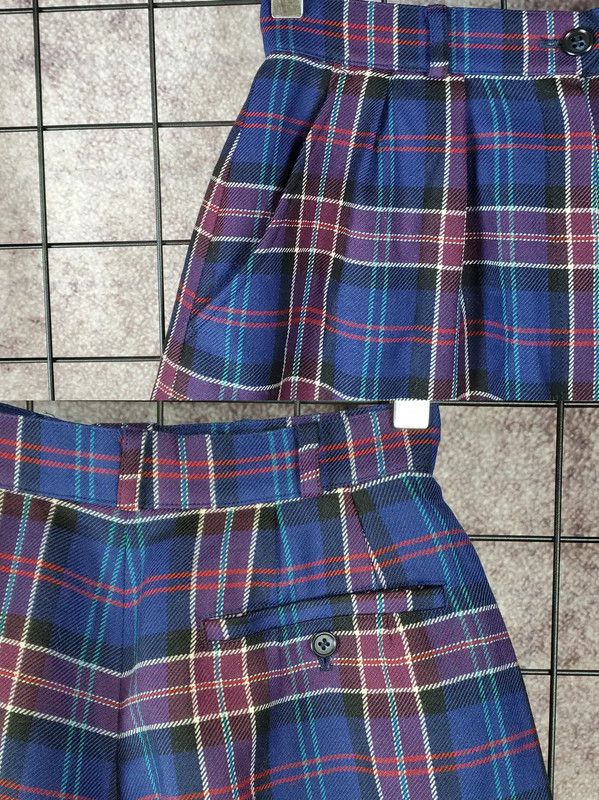 Burberry Burberry Women's Wool Plaid Pants in Deep Blue Size 23" - 7 Thumbnail