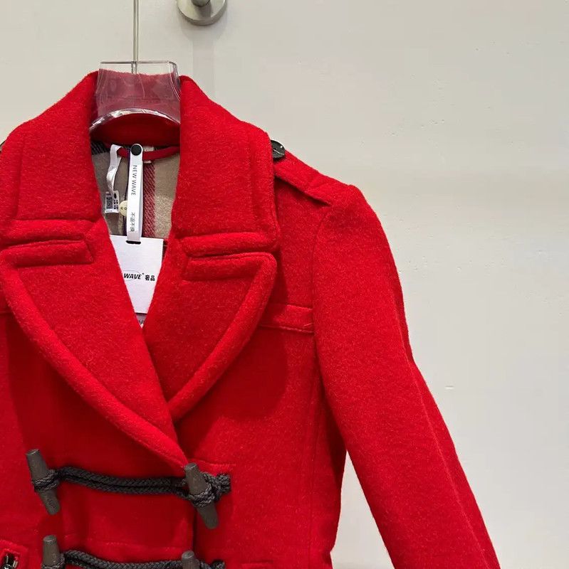 Burberry Burberry Red Wool Coat with Toggle Closure Size S / US 4 / IT 40 - 3 Thumbnail