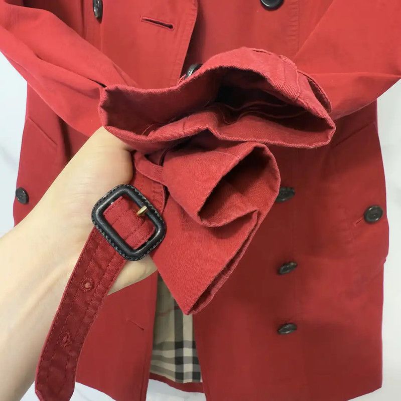Burberry Burberry Red Cotton Striped Trench Coat Size S / US 4 / IT 40 - 5 Thumbnail