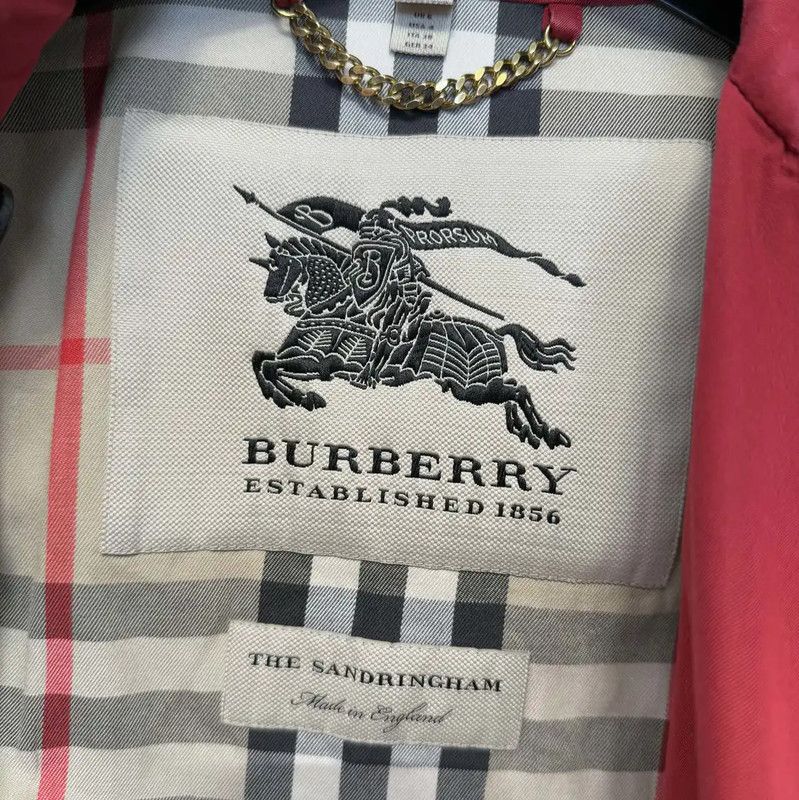 Burberry Burberry Red Cotton Striped Trench Coat Size S / US 4 / IT 40 - 3 Thumbnail