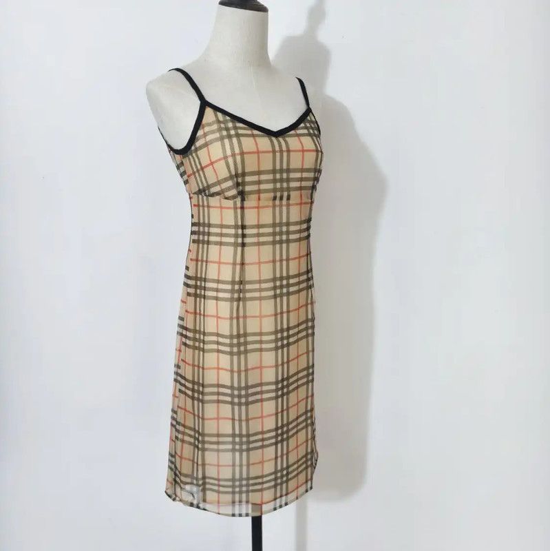 Burberry Burberry Summer Checked Khaki Dress Size M / US 6-8 / IT 42-44 - 3 Thumbnail