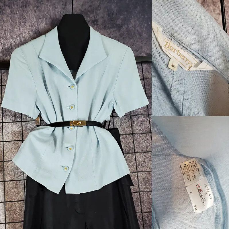 Burberry Burberry Summer Light Blue Wool Blend Jacket Size M / US 6-8 / IT 42-44 - 2 Thumbnail