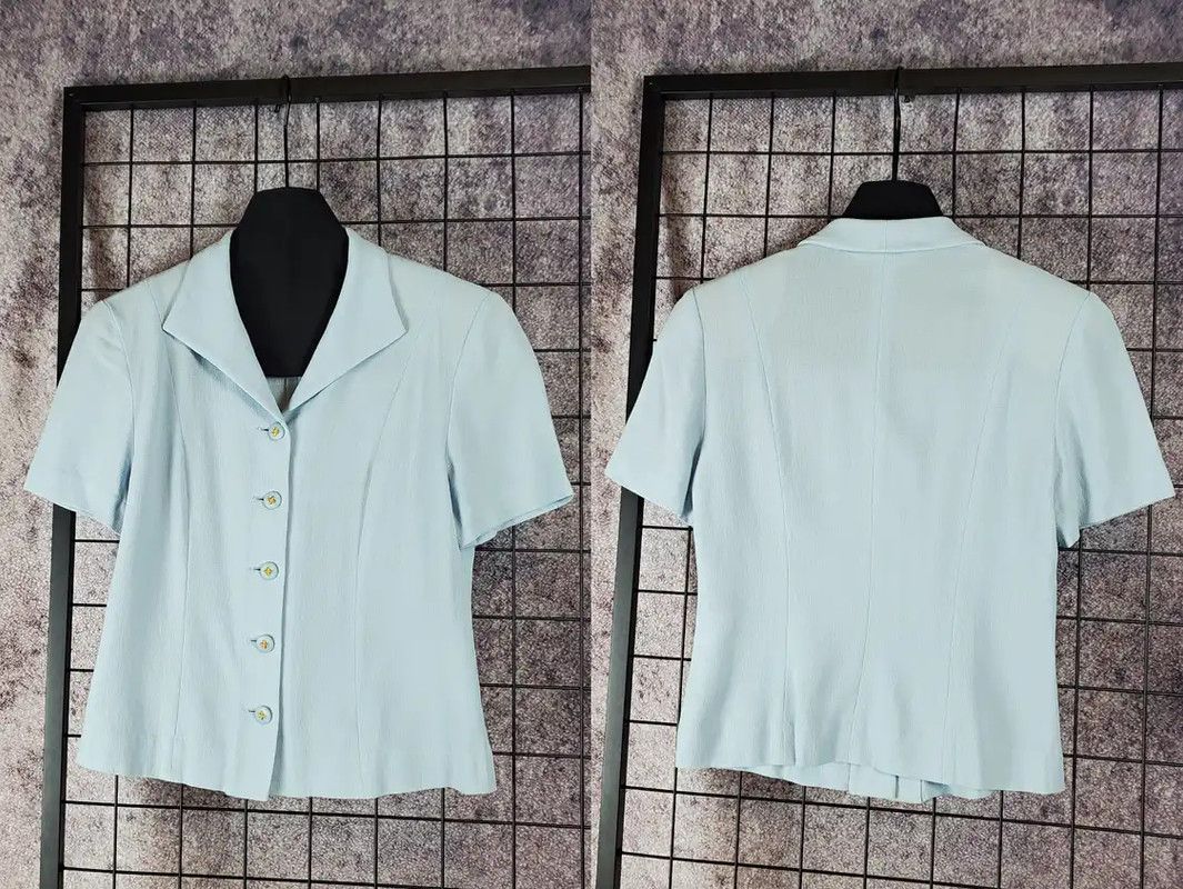 Burberry Burberry Summer Light Blue Wool Blend Jacket Size M / US 6-8 / IT 42-44 - 3 Thumbnail