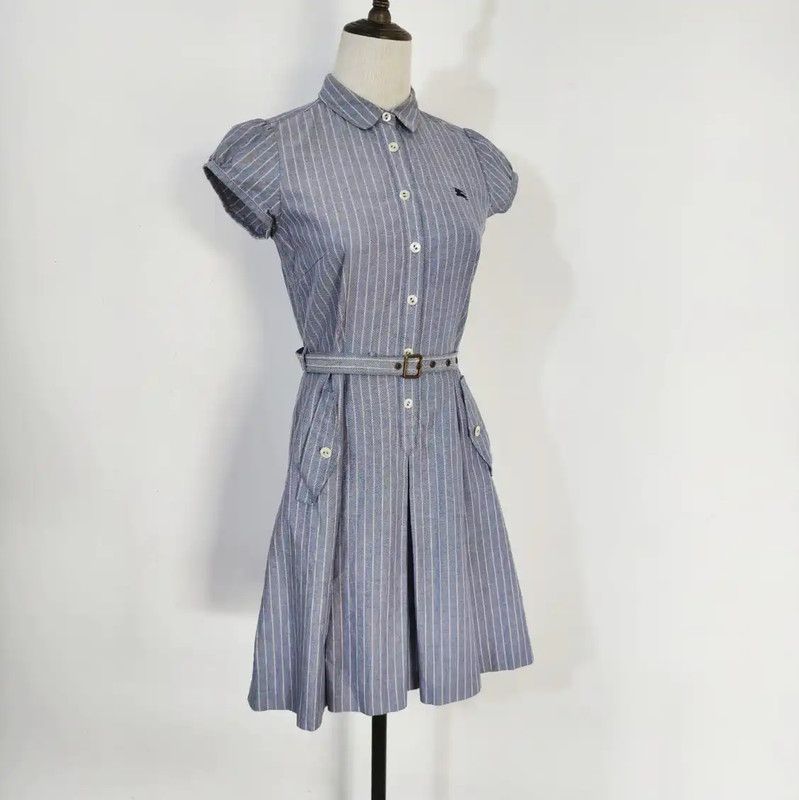 Burberry Burberry Blue Striped Cotton Dress for Women Size M / US 6-8 / IT 42-44 - 3 Thumbnail