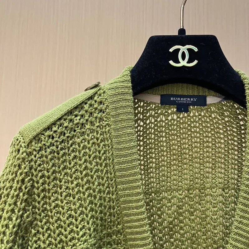 Burberry Burberry Green Cotton Blend Cardigan for Women Size XXS / US 00 / IT 34 - 6 Thumbnail