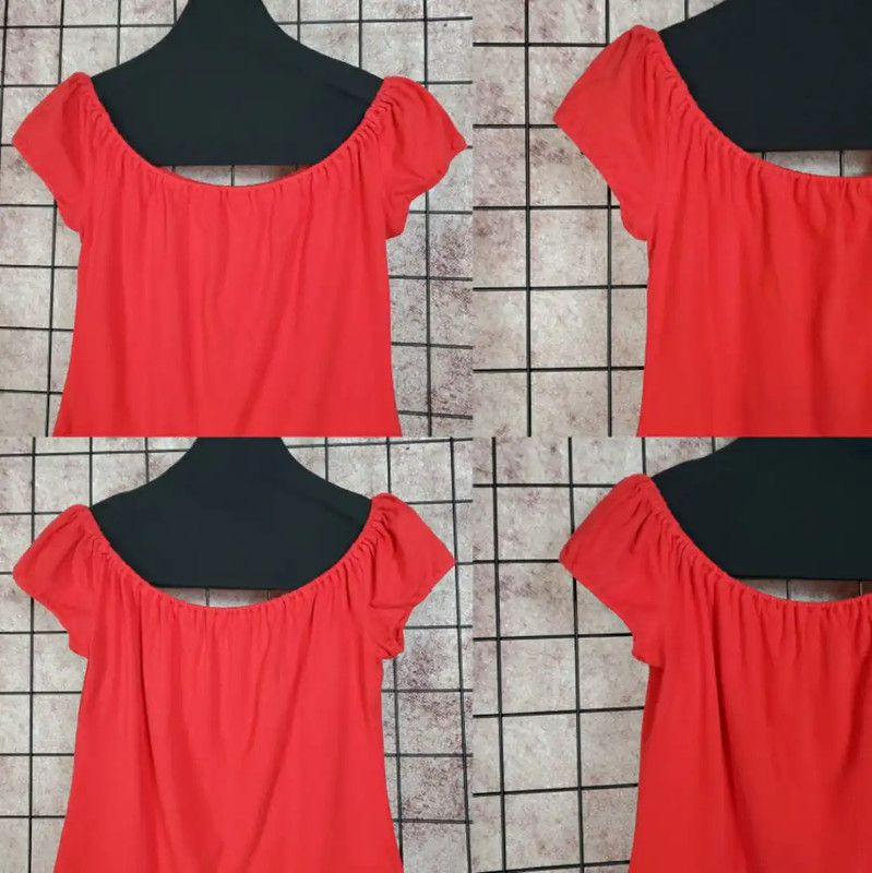 Burberry Burberry Red Off-Shoulder Short Sleeve Top Size M / US 6-8 / IT 42-44 - 4 Thumbnail