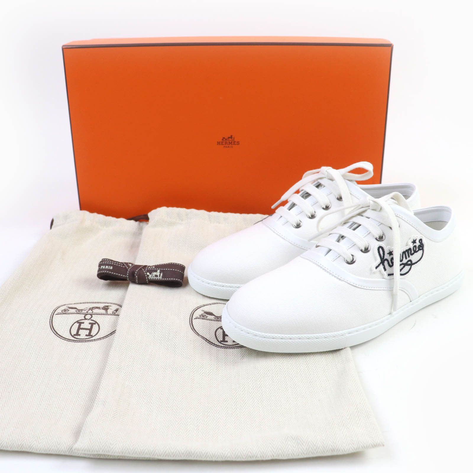 Hermes Hermes Hermes Innocent Embroidered Canvas Sneakers Canvas Shoes DUTY FREE for USA Size ONE SIZE - 2 Thumbnail