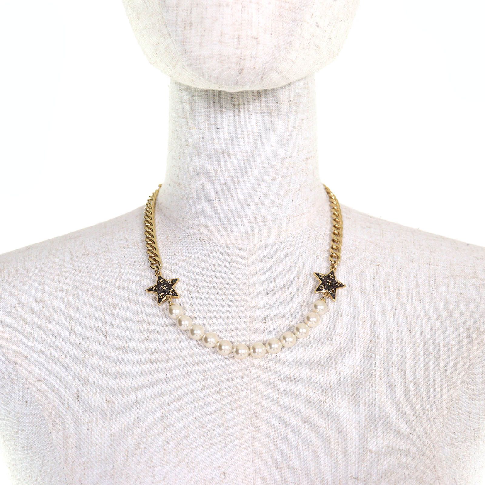 Chanel Chanel Chanel COCO Mark Star Lame Pearl Necklace Metal Necklace DUTY FREE for USA Size ONE SIZE - 2 Thumbnail