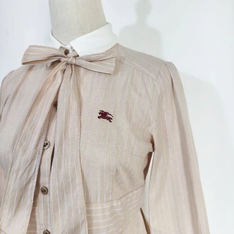 Burberry Burberry Beige Striped Cotton Dress for Spring Size M / US 6-8 / IT 42-44 - 2 Thumbnail