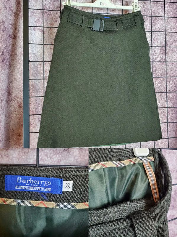 Burberry Burberry Green Wool A-Line Skirt for Spring Size 23" - 2 Thumbnail