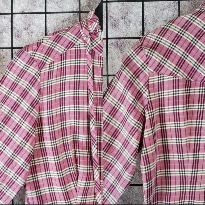Burberry Burberry Pink Cotton Plaid Long Sleeve Shirt Size S / US 4 / IT 40 - 8 Thumbnail