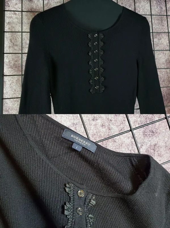 Burberry Burberry Black Wool Embroidered Long Sleeve Top Size S / US 4 / IT 40 - 4 Thumbnail