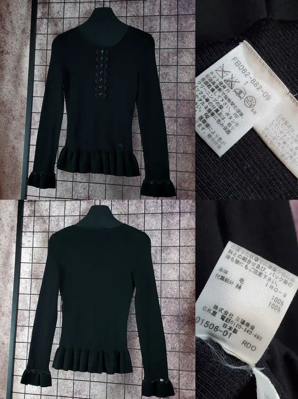 Burberry Burberry Black Wool Embroidered Long Sleeve Top Size S / US 4 / IT 40 - 3 Thumbnail