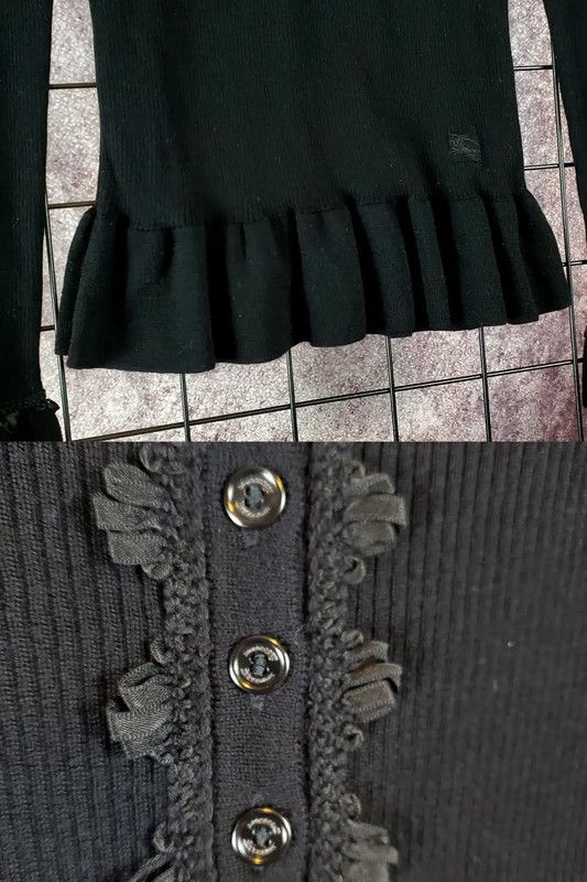 Burberry Burberry Black Wool Embroidered Long Sleeve Top Size S / US 4 / IT 40 - 7 Thumbnail