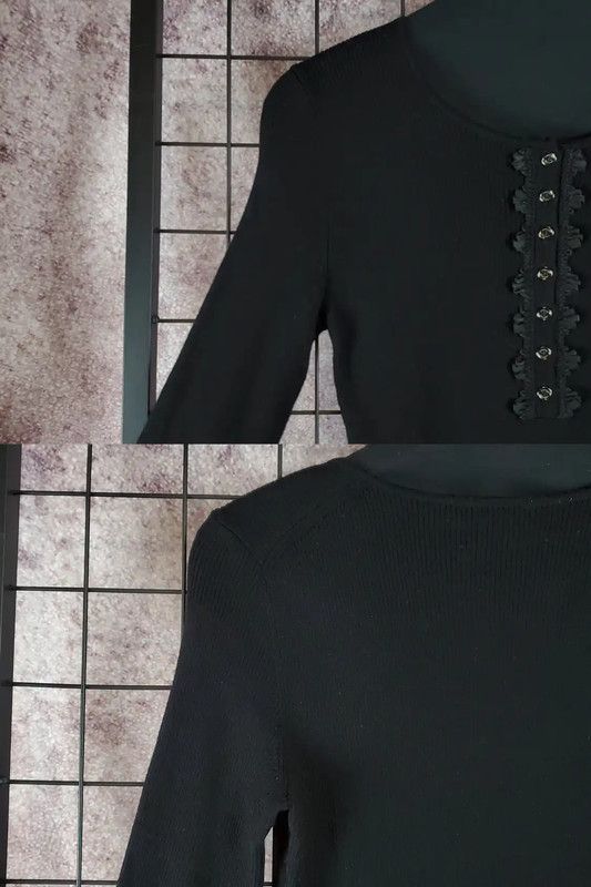 Burberry Burberry Black Wool Embroidered Long Sleeve Top Size S / US 4 / IT 40 - 5 Thumbnail