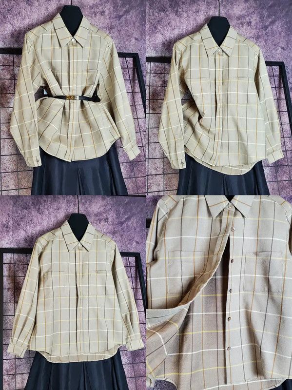 Burberry Burberry Beige Wool Long Sleeve Shirt Size M / US 6-8 / IT 42-44 - 2 Thumbnail