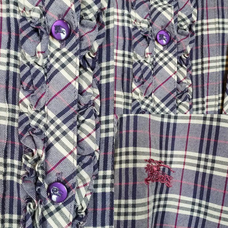Burberry Burberry Purple Cotton Blend Embroidered Logo Shirt Size S / US 4 / IT 40 - 5 Thumbnail