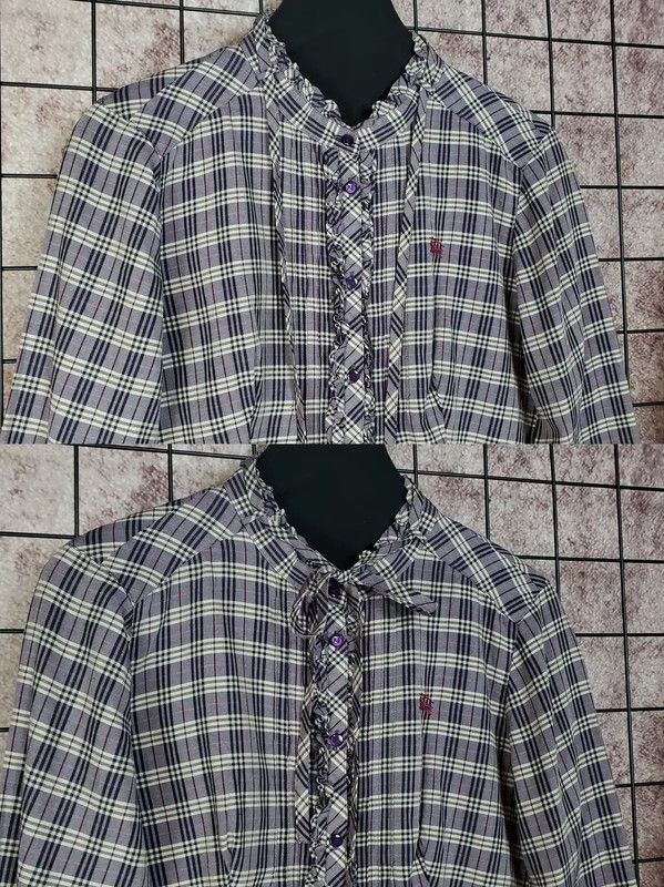 Burberry Burberry Purple Cotton Blend Embroidered Logo Shirt Size S / US 4 / IT 40 - 3 Thumbnail