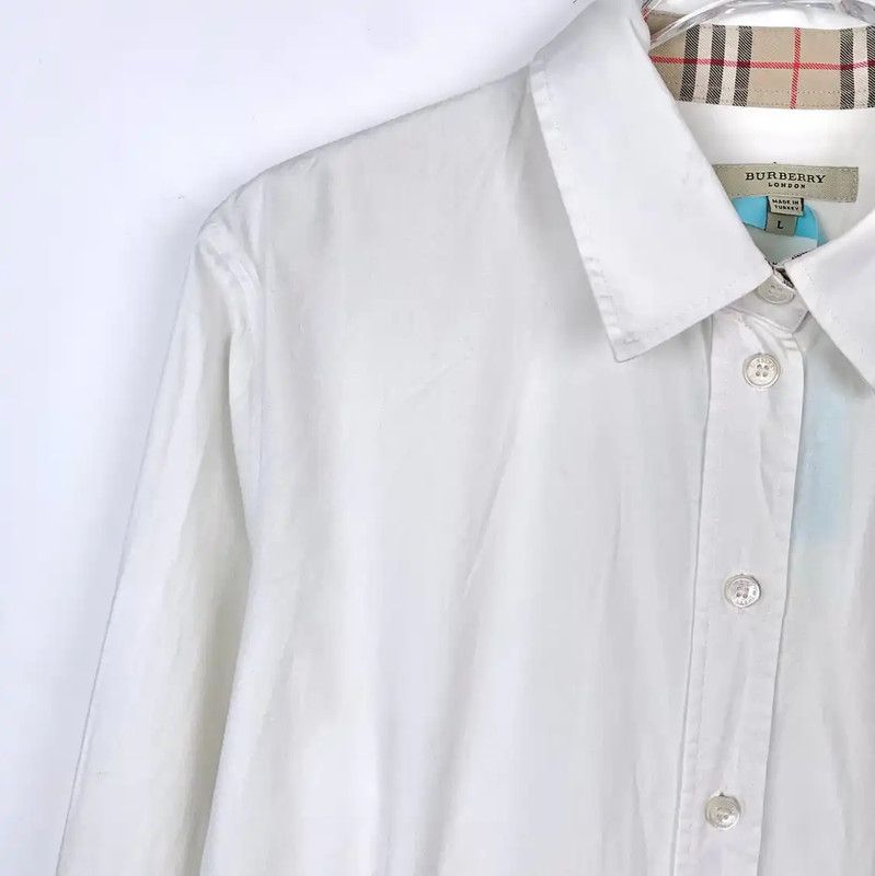 Burberry Burberry White Cotton Women's Long Sleeve Shirt Size L / US 10 / IT 46 - 3 Thumbnail