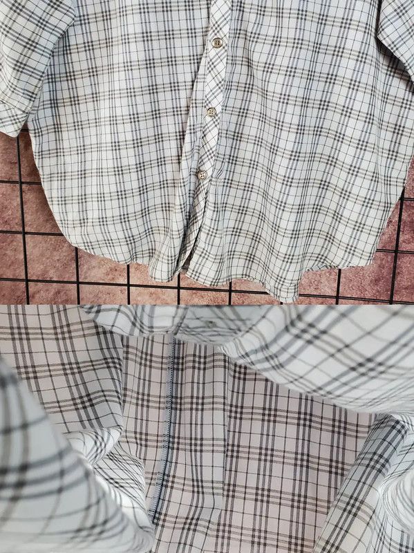 Burberry Burberry Summer Blue-Gray Cotton Blend Plaid Shirt Size S / US 4 / IT 40 - 8 Thumbnail