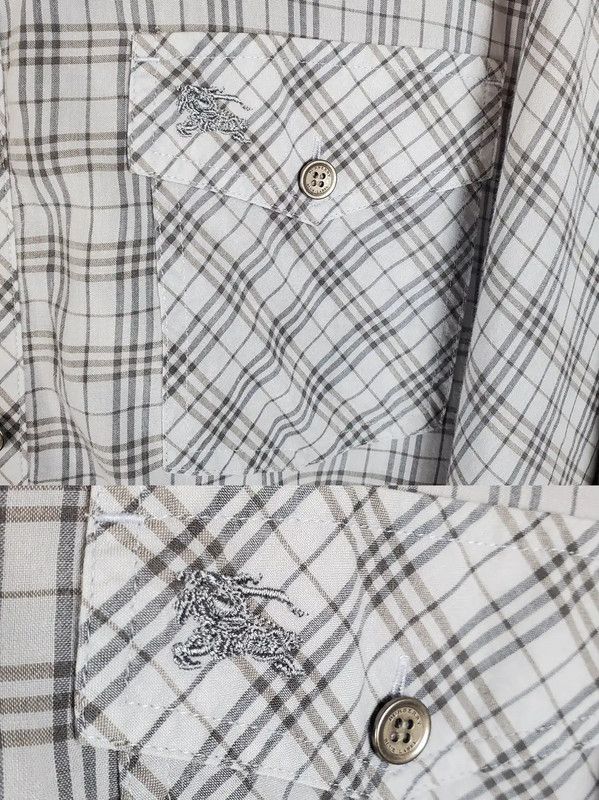 Burberry Burberry Summer Blue-Gray Cotton Blend Plaid Shirt Size S / US 4 / IT 40 - 5 Thumbnail