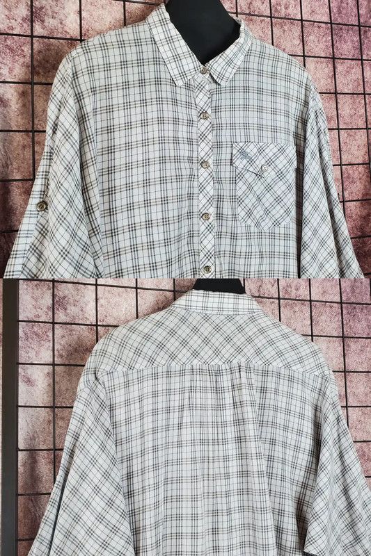 Burberry Burberry Summer Blue-Gray Cotton Blend Plaid Shirt Size S / US 4 / IT 40 - 3 Thumbnail