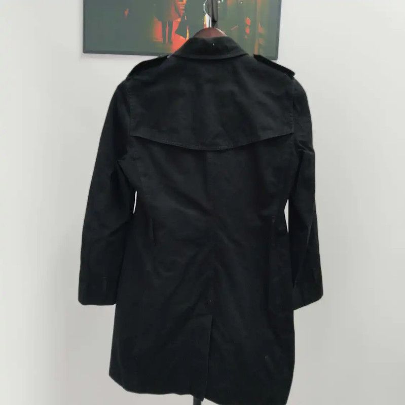 Burberry Burberry Black Long Cotton Trench Coat Size L / US 10 / IT 46 - 2 Thumbnail