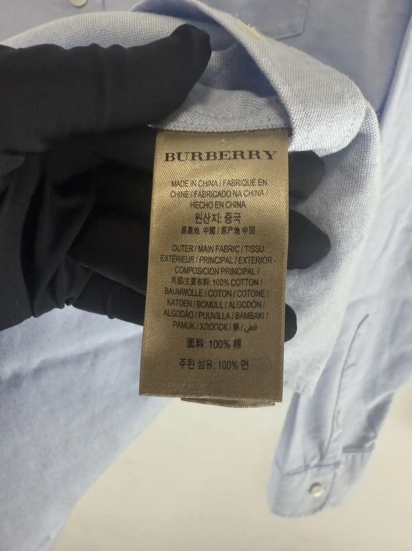 Burberry Burberry Blue Cotton Long Sleeve Shirt Size L / US 10 / IT 46 - 5 Thumbnail