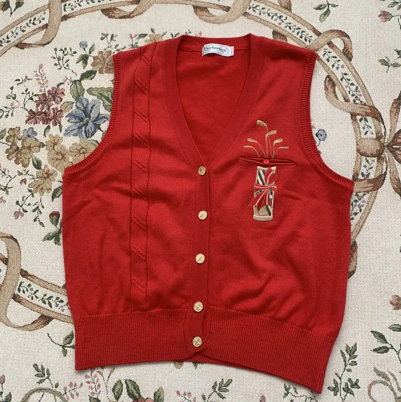 Burberry Burberry Red Cotton Women's Vest Cardigan Size M / US 6-8 / IT 42-44 - 3 Thumbnail
