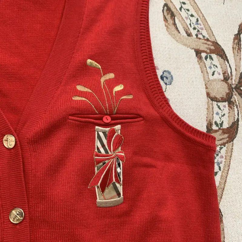 Burberry Burberry Red Cotton Women's Vest Cardigan Size M / US 6-8 / IT 42-44 - 5 Thumbnail