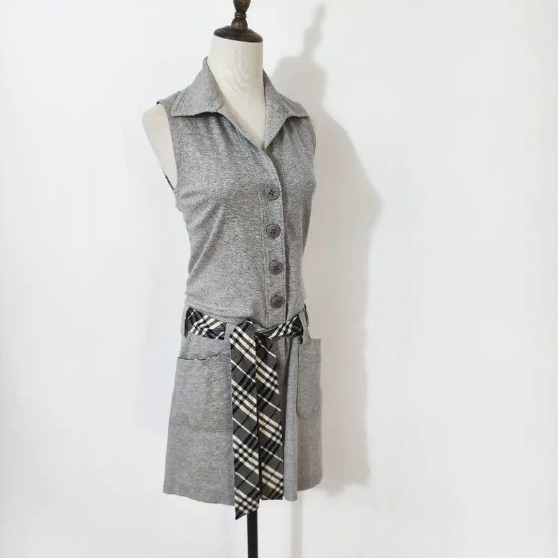Burberry Burberry Summer Gray Cotton Blend Dress Size M / US 6-8 / IT 42-44 - 3 Thumbnail