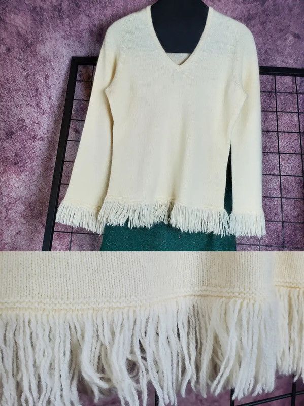 Burberry Burberry Beige Fringe Knit Sweater for Women Size S / US 4 / IT 40 - 6 Thumbnail