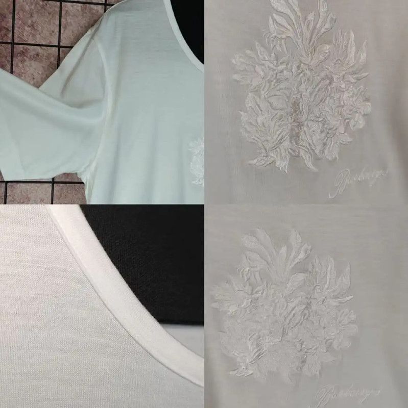Burberry Burberry Embroidered Logo White Short Sleeve Tee Size M / US 6-8 / IT 42-44 - 6 Thumbnail