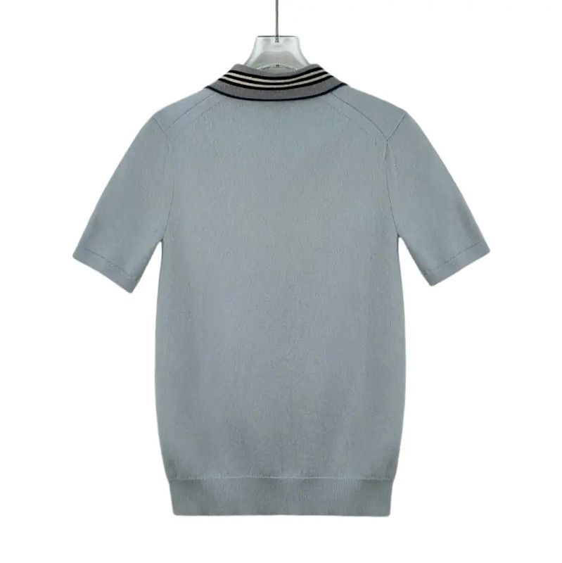 Burberry Burberry Light Blue Wool Embroidered T-Shirt Size S / US 4 / IT 40 - 2 Thumbnail