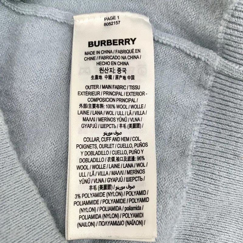 Burberry Burberry Light Blue Wool Embroidered T-Shirt Size S / US 4 / IT 40 - 6 Thumbnail
