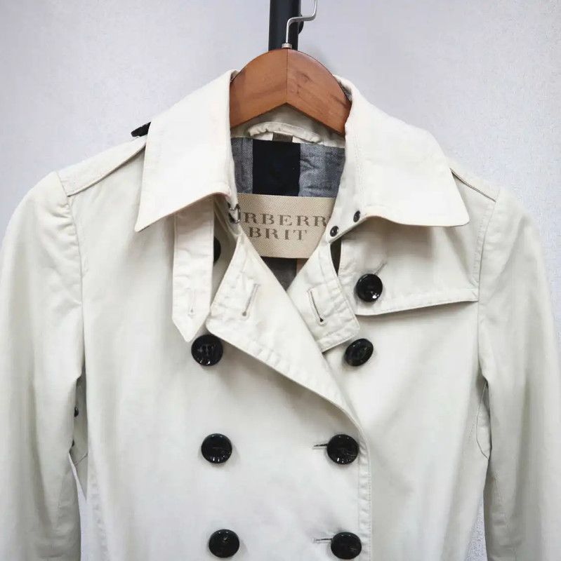 Burberry Burberry Women's Cotton Trench Coat in Ivory Size S / US 4 / IT 40 - 2 Thumbnail