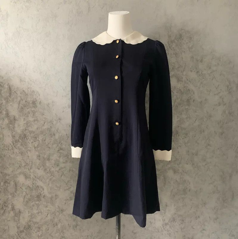 Burberry Burberry Navy Blue Wool Long Sleeve Dress Size XS / US 0-2 / IT 36-38 - 2 Thumbnail