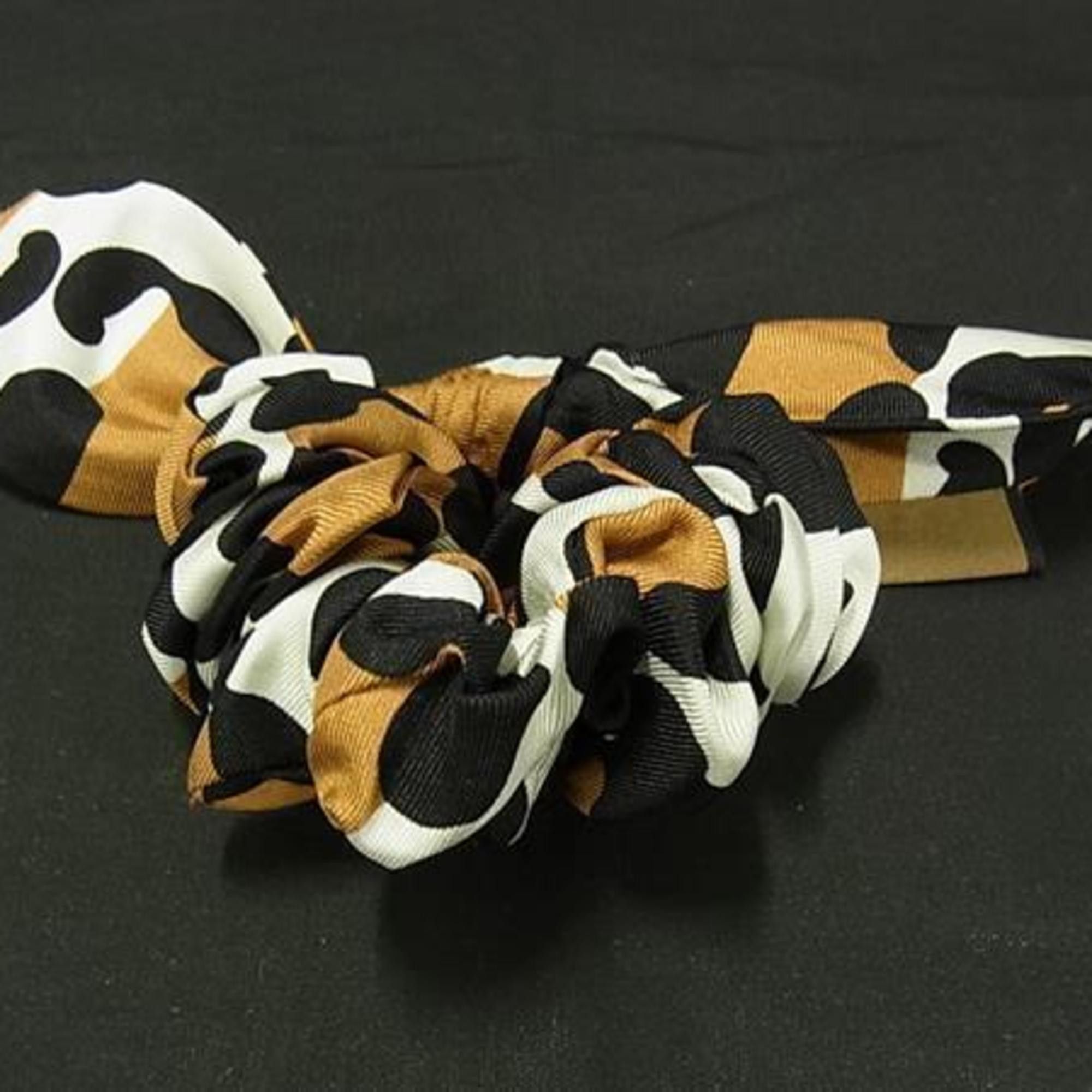Fendi FENDI Hair Accessory Scrunchie - Brown, Ivory, and Black Silk Women's Tie Ribbon Size ONE SIZE - 3 Thumbnail