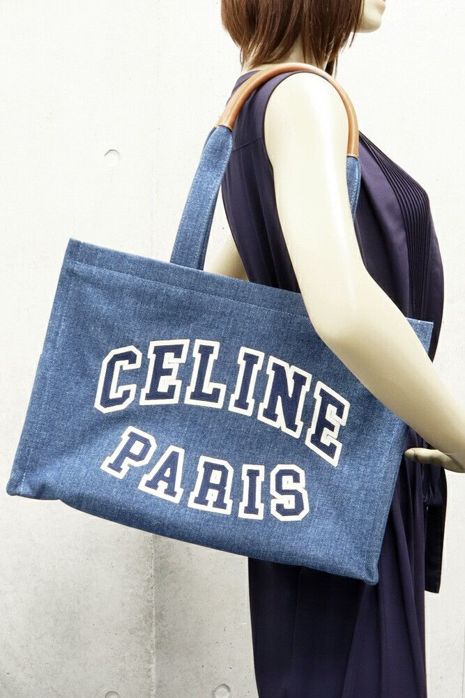 Celine Celine Celine Cabas Denim Canvas 2way Bag Denim Shoulder Bag 196762EF7.07AT DUTY FREE for USA Size ONE SIZE - 2 Thumbnail