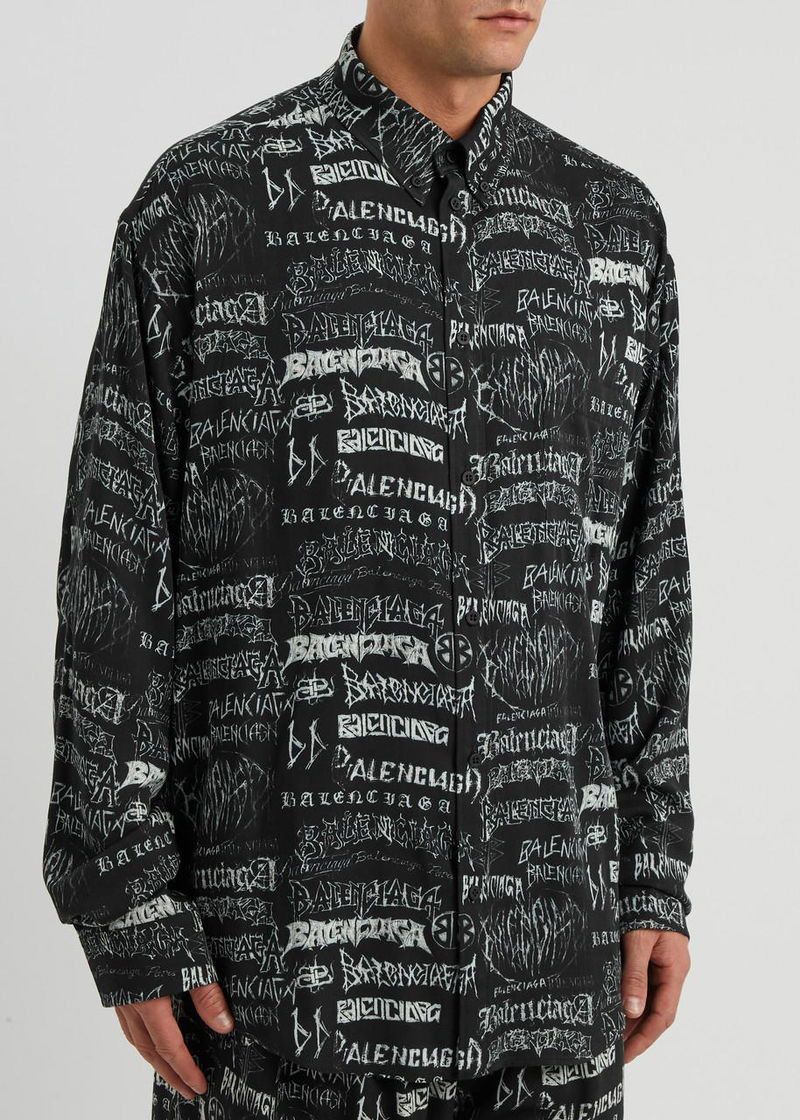 Balenciaga balenciaga Metal diy logo print long sleeve shirt large fit in black Size US S / EU 44-46 / 1 - 2 Thumbnail
